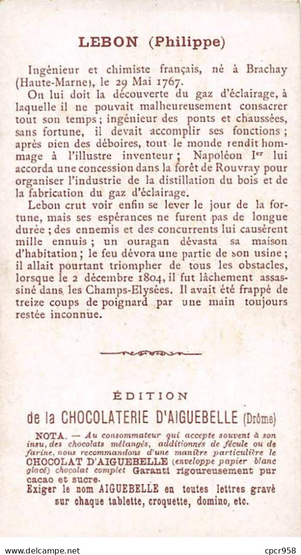 Chromos.AM14700.6x9 Cm Environ.Chocolat.Aiguebelle.Les Victimes De La Science.Philippe Lebon - Aiguebelle
