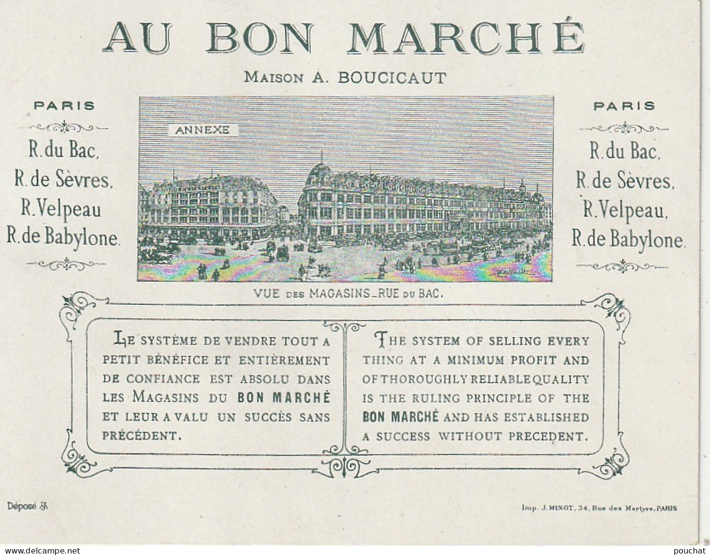 ZY 80- CHROMO AU BON MARCHE - LE COSTUME EN 1800 " MERVEILLEUSE " - ILLUSTRATION - 2 SCANS - Au Bon Marché