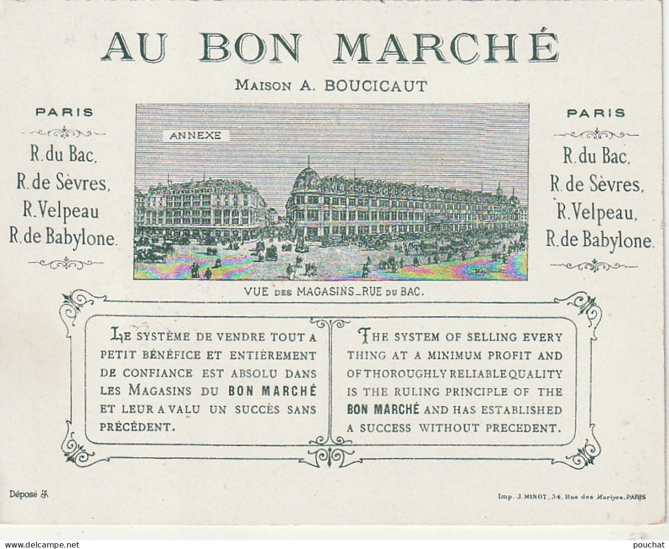 ZY 80- CHROMO AU BON MARCHE - LE COSTUME EN 1700 " LE MENUET " - ILLUSTRATION - 2 SCANS - Au Bon Marché