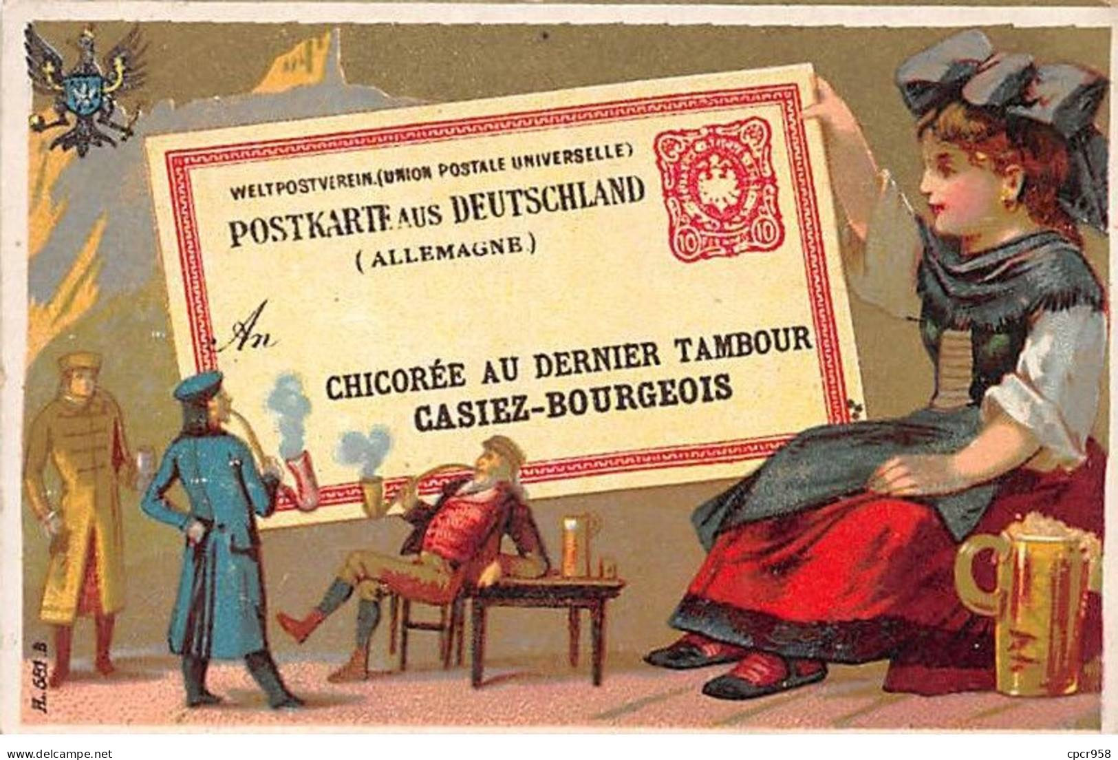 Chromos.AM15047.6x9 Cm Environ.Chicorée Au Dernier Tambour.Femme Tenant Une Pancarte. - Tea & Coffee Manufacturers