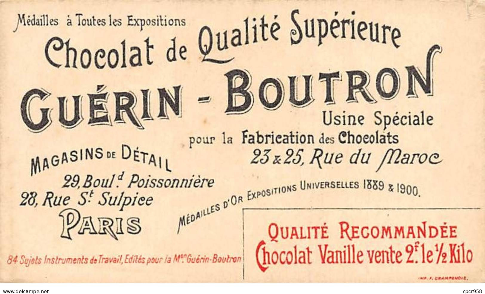 Chromos.AM13540.Guérin-Boutron.10x6 Cm Environ.Les Instruments De Travail.La Palette - Guérin-Boutron