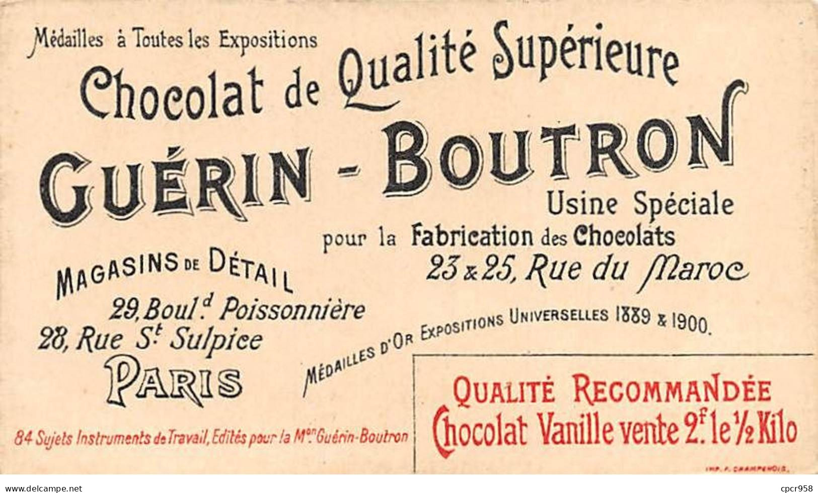 Chromos.AM13538.Guérin-Boutron.10x6 Cm Environ.Les Instruments De Travail.La Palette - Guérin-Boutron