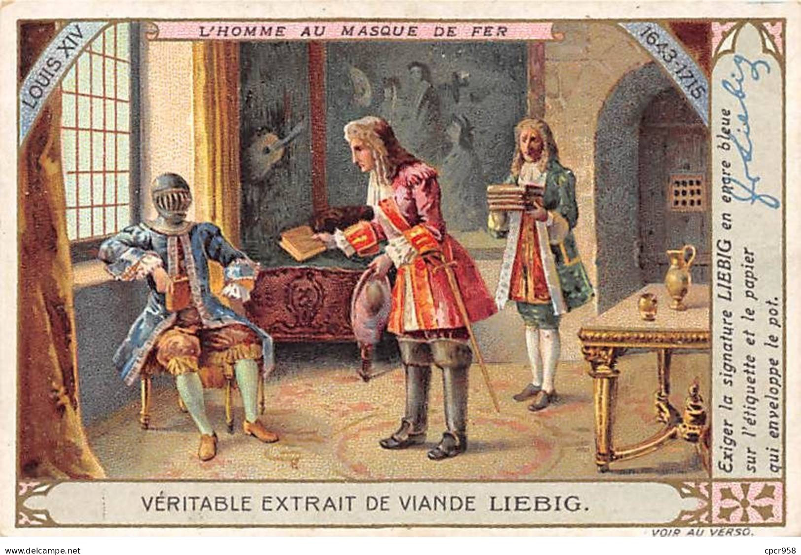 Chromos.AM16124.7x10 Cm Environ.Liebig.L'homme Au Masque De Fer.Louis XIV - Liebig