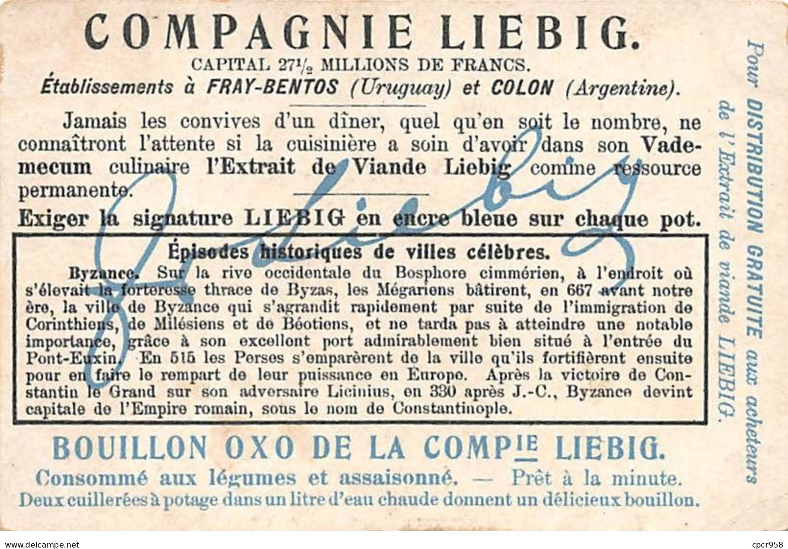 Chromos.AM16118.7x10 Cm Environ.Liebig.Episodes Historiques De Villes Célèbres.Les Mégariens Fondent Byzance - Liebig