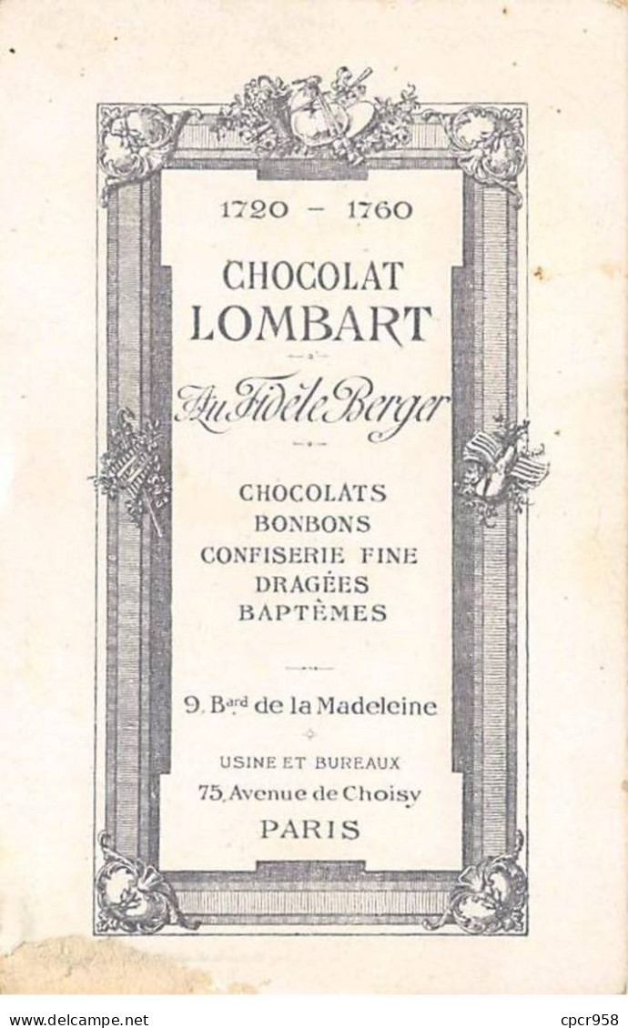 Chromos.AM14999.6x9 Cm Environ.Chocolat Lombart.Les Descentes De Lit.L'ours Blanc - Lombart