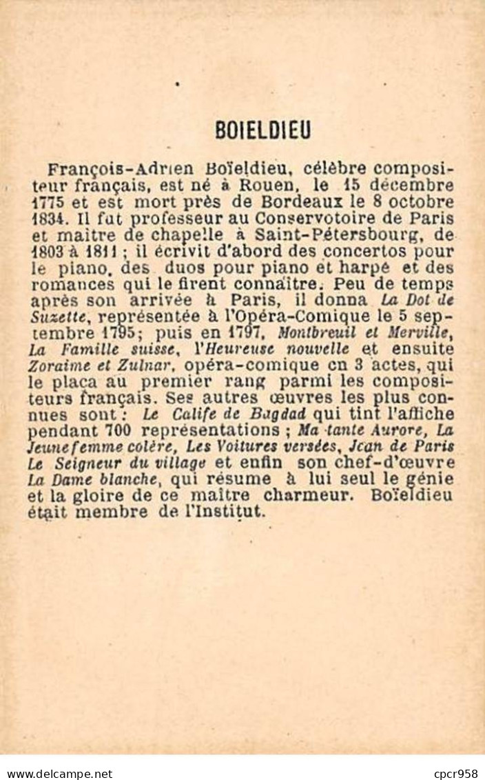 Chromos.AM15581.6x9 Cm Environ.François-Adrien Boieldieu.Compositeur - Sonstige & Ohne Zuordnung