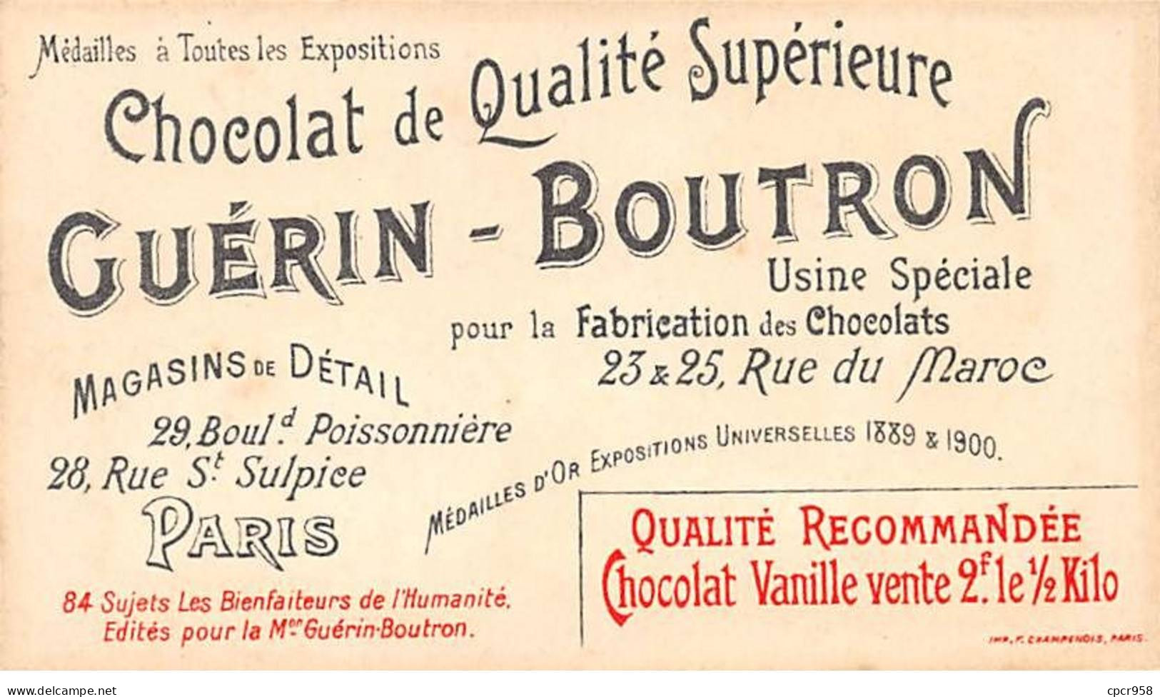 Chromos.AM16081.6x10 Cm Environ.Guérin-Boutron.Chocolat.Bienfaiteurs De L'humanité.Jean Kepler - Guérin-Boutron