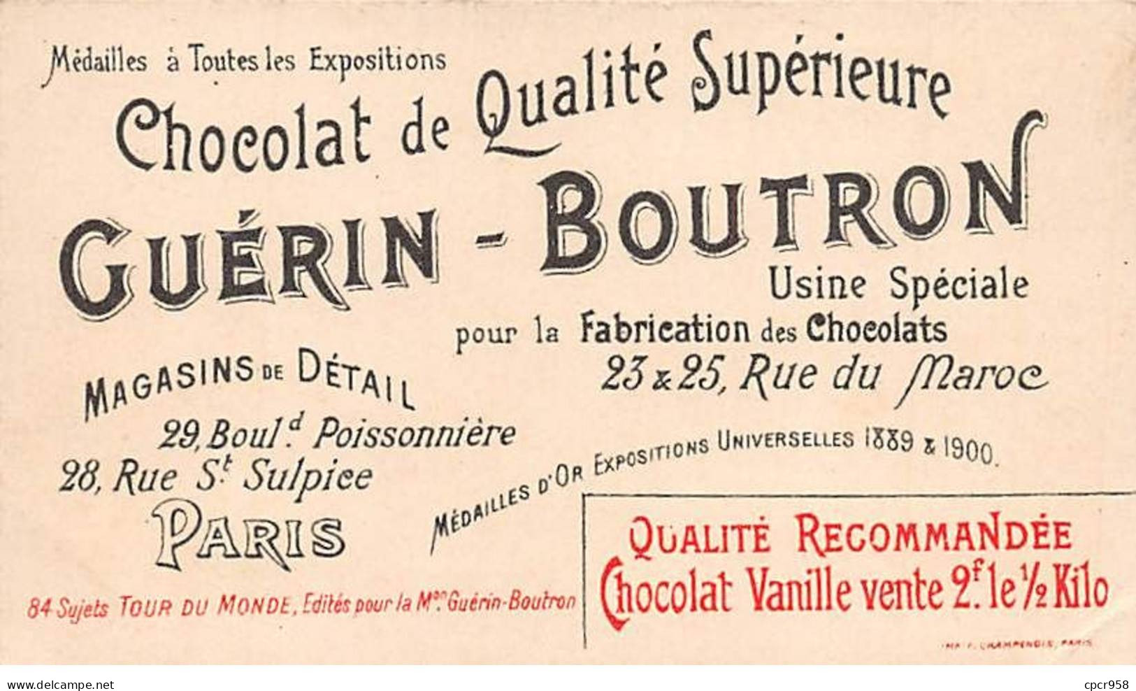 Chromos.AM13488.Guérin-Boutron.10x6 Cm Environ.Le Tour Du Monde En 84 étapes.37.Aux Indes.La Tour De Shivagunga - Guérin-Boutron