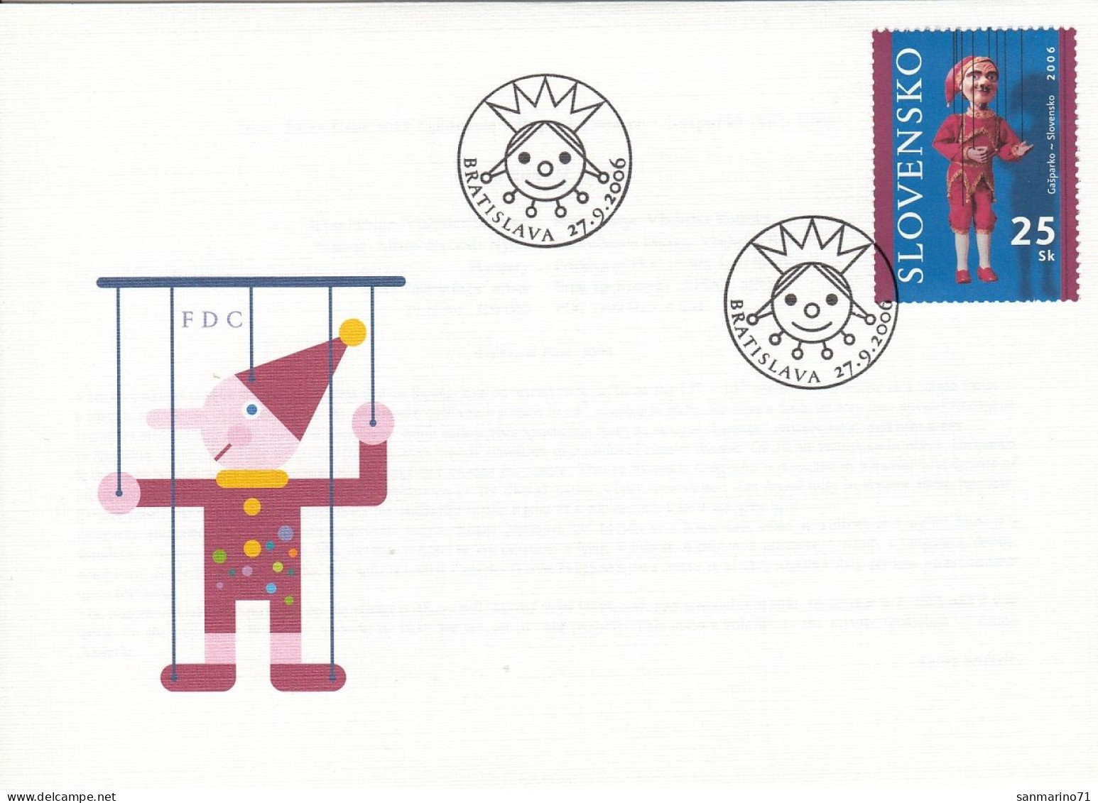 FDC SLOVAKIA 543 - Marionette