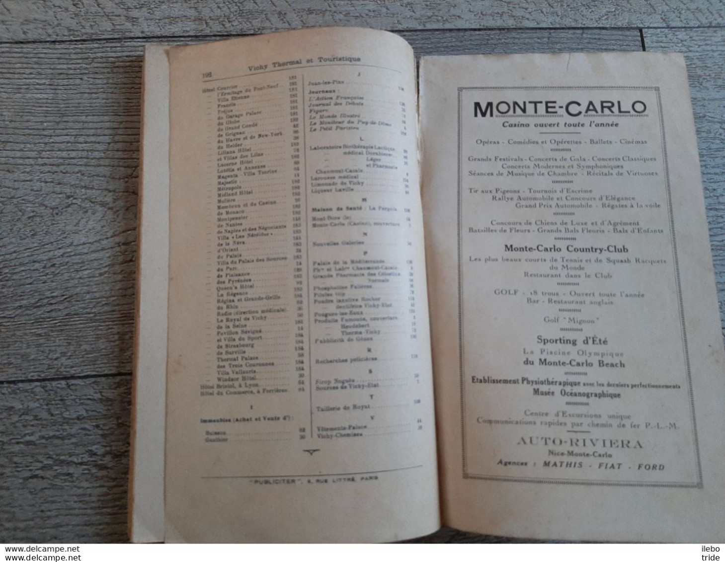 brochure vichy les célestins 1932 la saison les thermes casino renseignements distractions