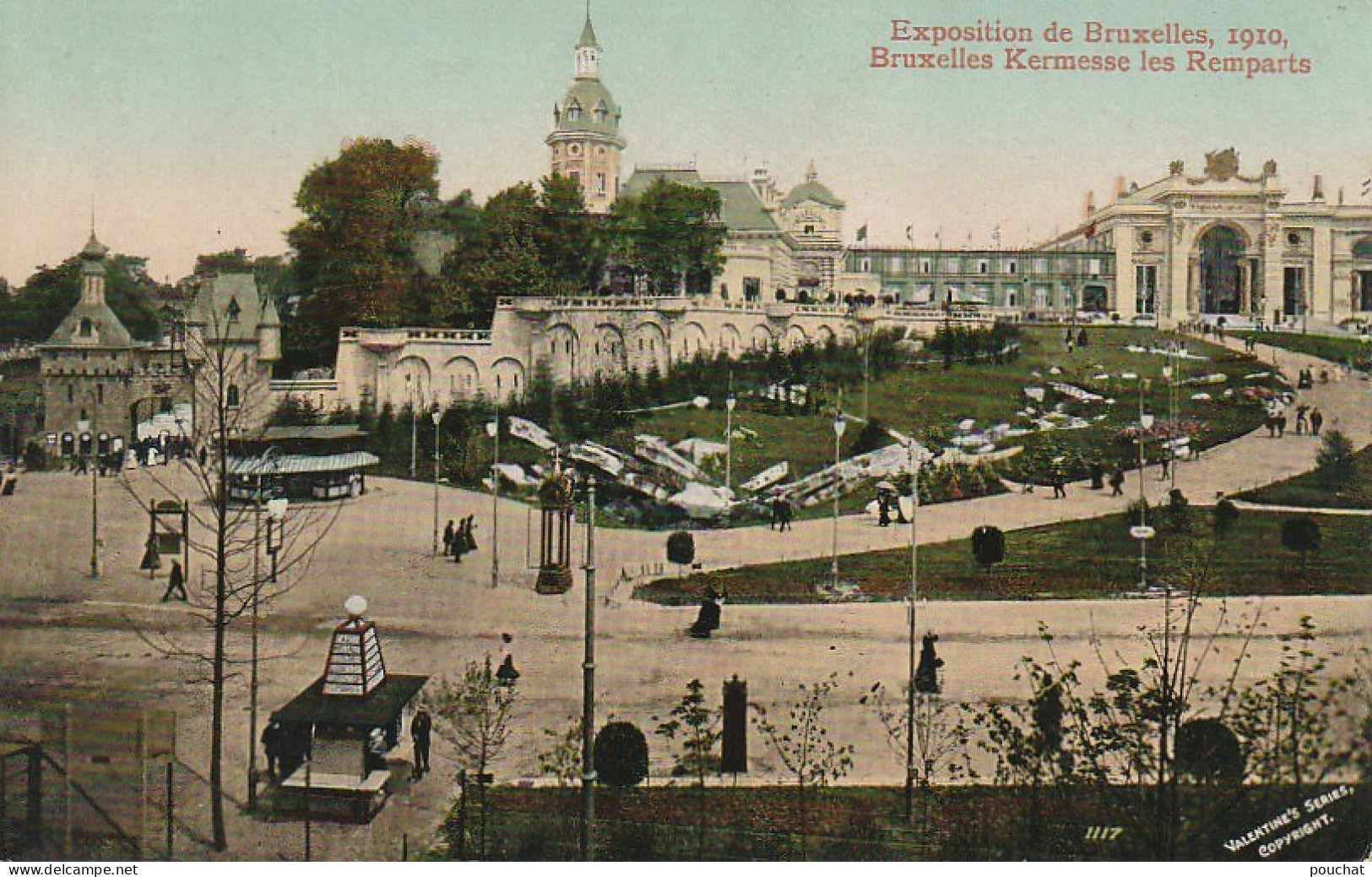 ZY 82- BRUXELLES ( BELGIQUE ) - EXPOSITION 1910 - BRUXELLE KERMESSE LES REMPARTS - CARTE COLORISEE - 2 SCANS - Exposiciones Universales