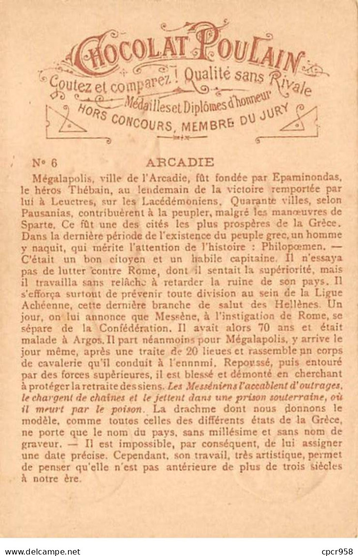 Chromos.AM14517.6x9 Cm Environ.Poulain.Histoire Générale Des Monnaies.N°6.Grèce.Arcadie - Poulain