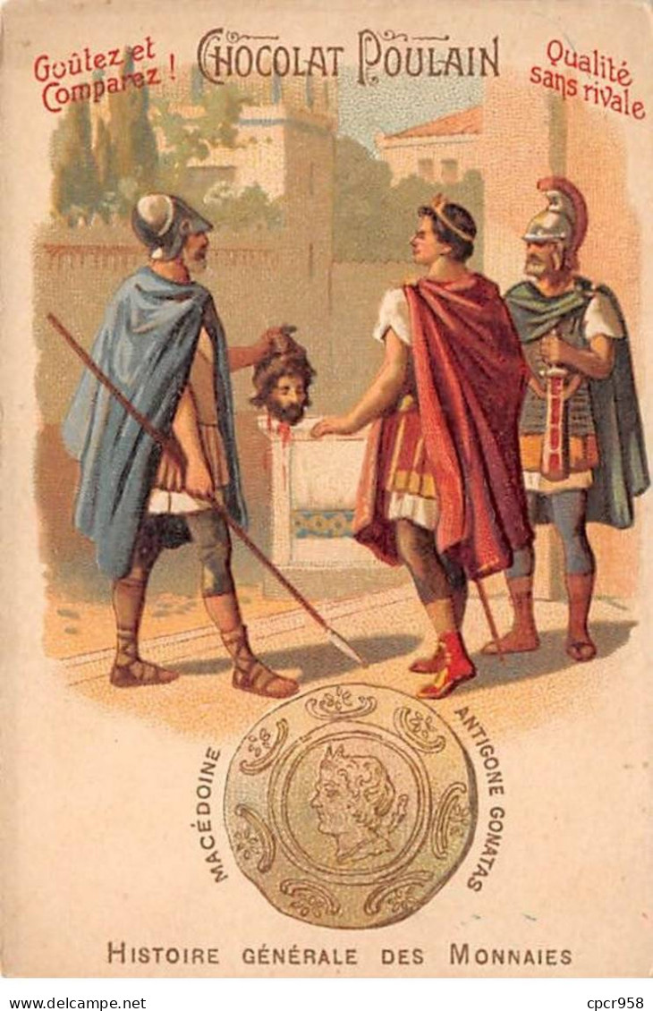 Chromos.AM14514.6x9 Cm Environ.Poulain.Histoire Générale Des Monnaies.N°18.Macédoine.Antigone Gonatas - Poulain