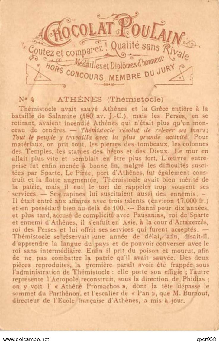 Chromos.AM14499.6x9 Cm Environ.Poulain.Histoire Générale Des Monnaies.N°4.Athènes.Thémistocle - Poulain