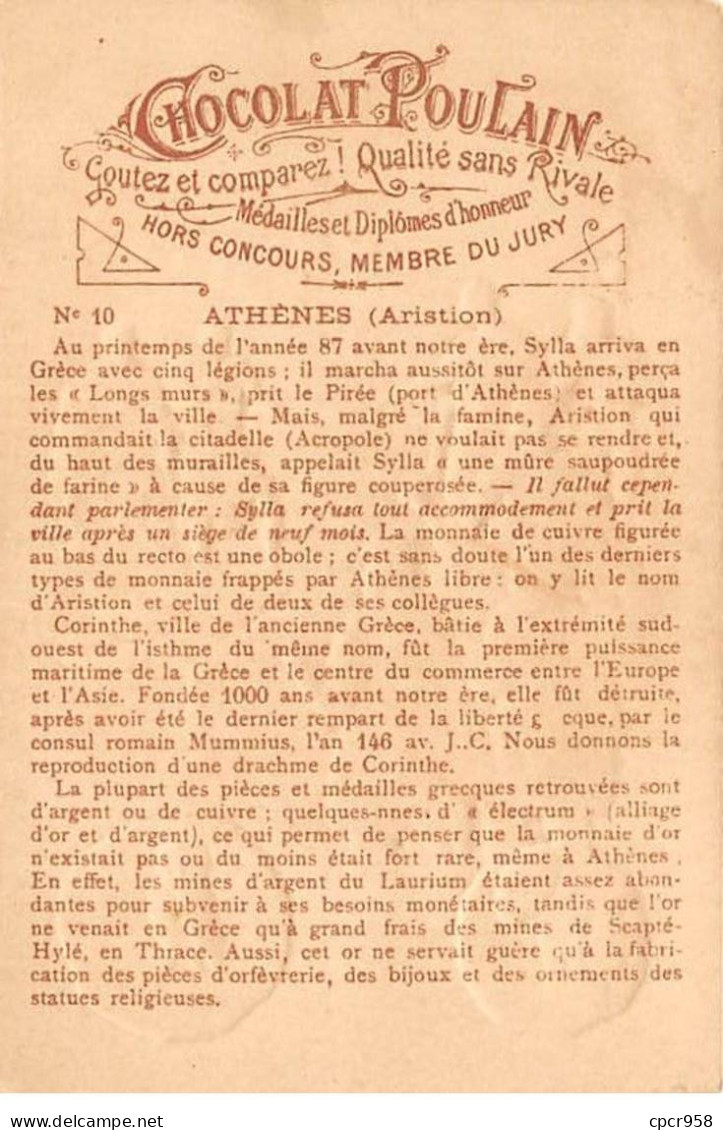 Chromos.AM14505.6x9 Cm Environ.Poulain.Histoire Générale Des Monnaies.N°10.Athènes.Aristion - Poulain