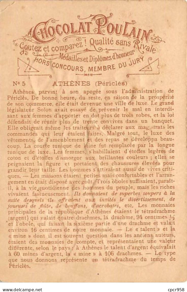 Chromos.AM14497.6x9 Cm Environ.Poulain.Histoire Générale Des Monnaies.N°5.Athènes.Péricles - Poulain