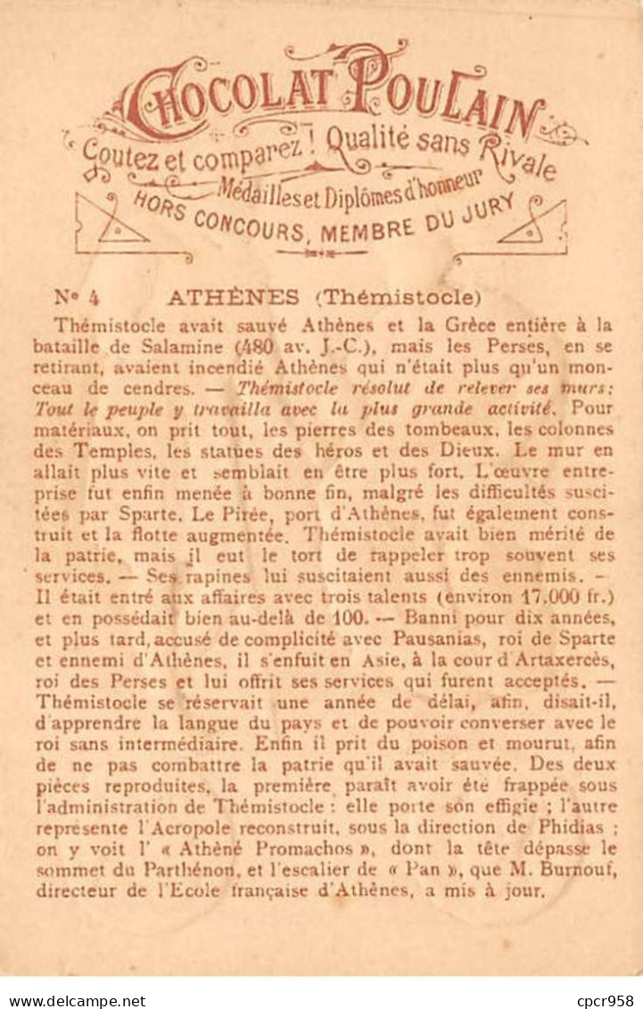 Chromos.AM14490.6x9 Cm Environ.Poulain.Histoire Générale Des Monnaies.N°4.Athènes.Thémistocle - Poulain