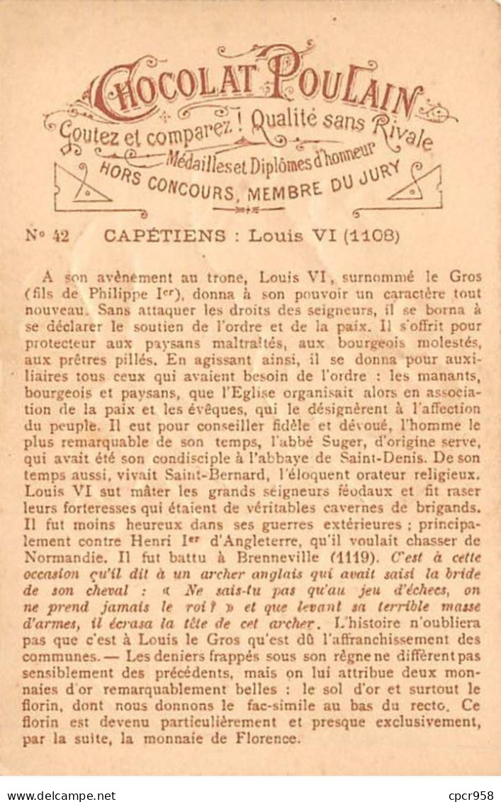 Chromos.AM14471.6x9 Cm Environ.Poulain.Histoire Générale Des Monnaies.N°42.France-Capétiens.Louis VI - Poulain