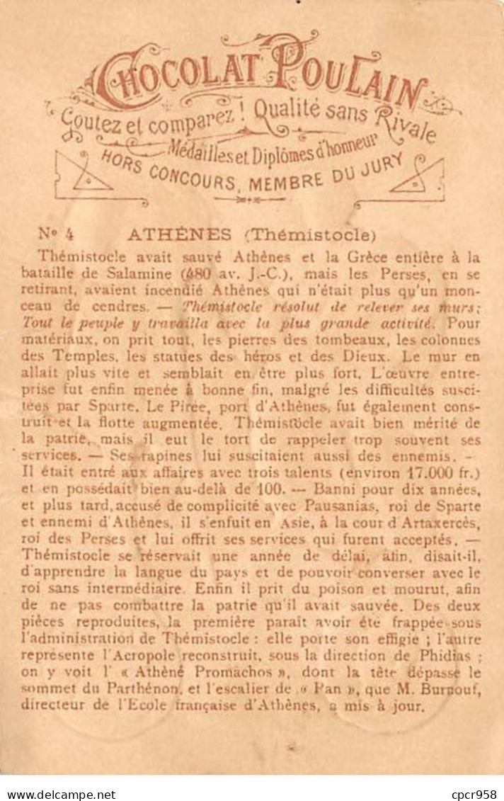 Chromos.AM14466.6x9 Cm Environ.Poulain.Histoire Générale Des Monnaies.N°4.Athènes.Thémistocle - Poulain