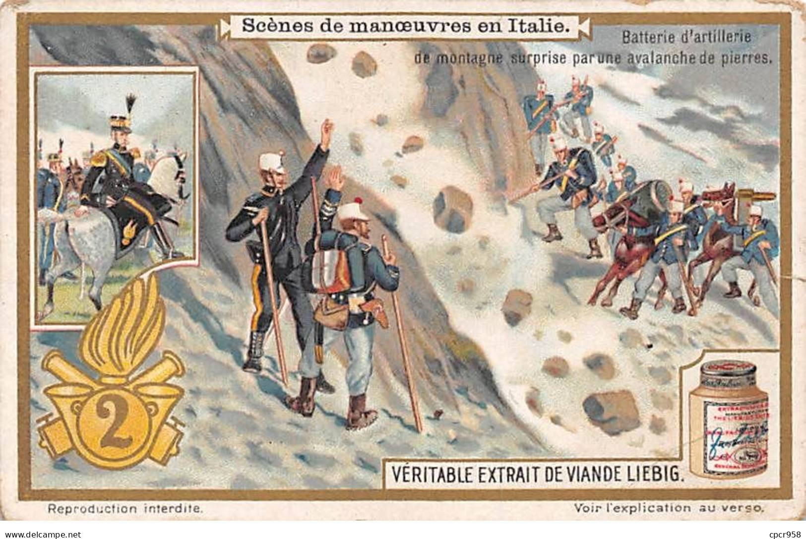 Chromos.AM13141.Liebig.Scènes De Manoeuvres En Italie.2.Batterie D'artillerie De Montagne Surprise Par Une Avalanche... - Liebig