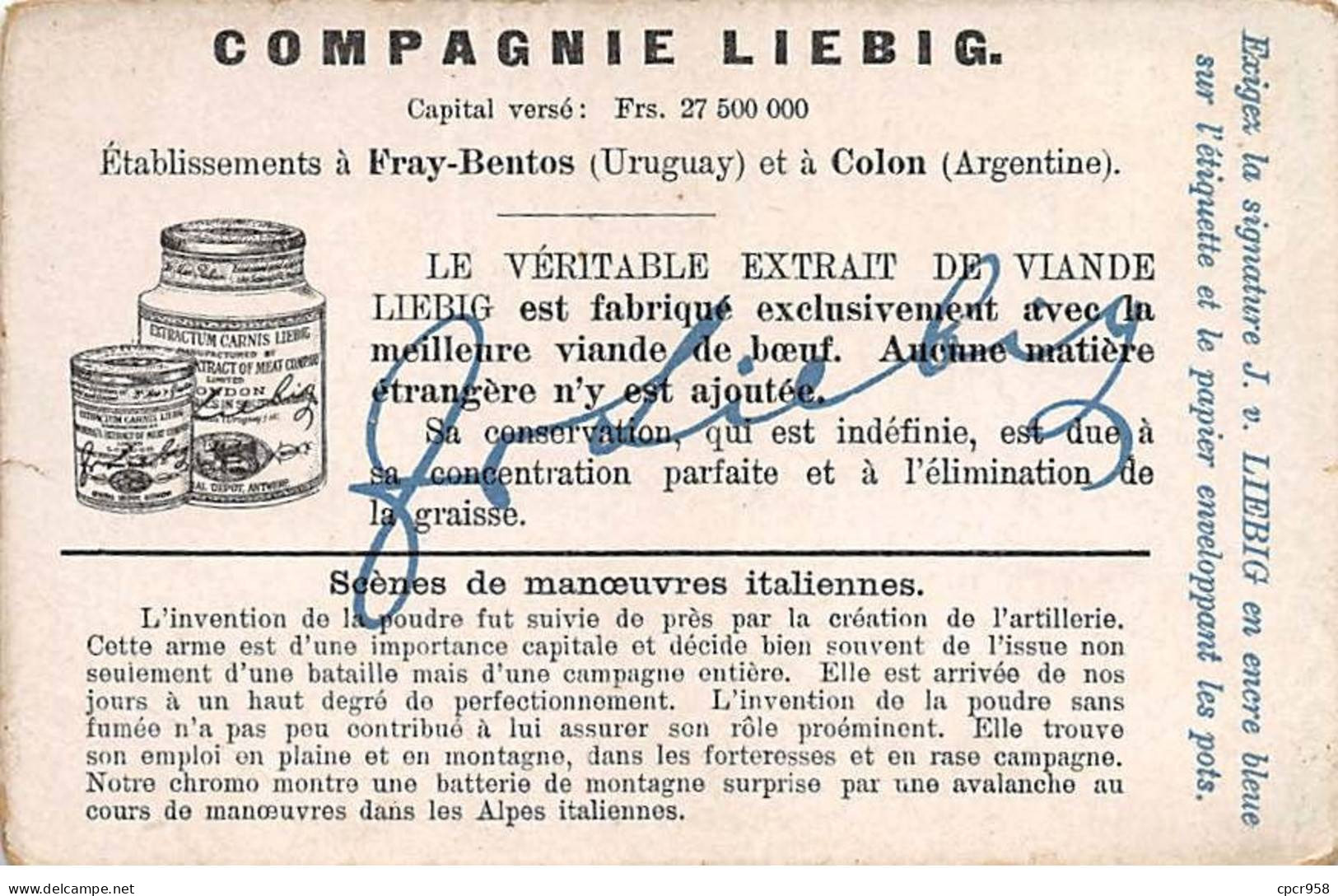 Chromos.AM13141.Liebig.Scènes De Manoeuvres En Italie.2.Batterie D'artillerie De Montagne Surprise Par Une Avalanche... - Liebig