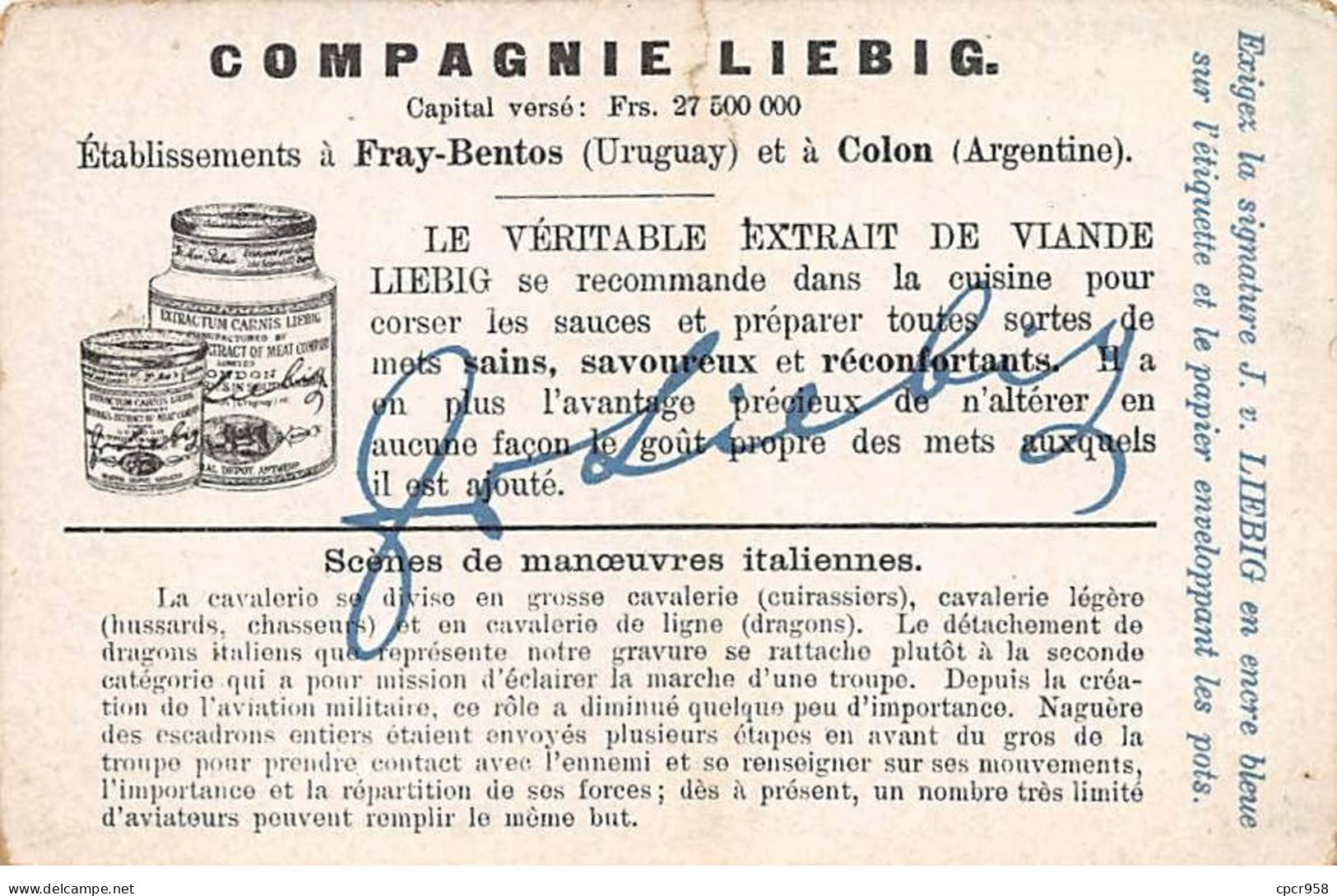 Chromos.AM13140.Liebig.Scènes De Manoeuvres En Italie.1. - Liebig