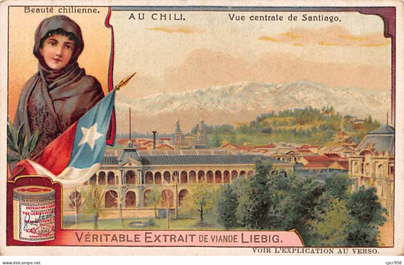 Chromos.AM13132.Liebig.Au Chili.Vue Centrale De Santiago.Beauté Chilienne - Liebig