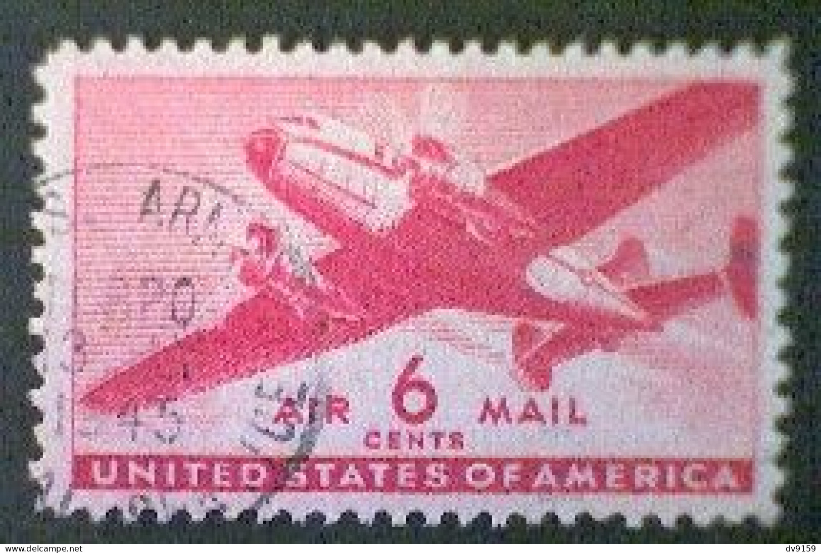 United States, Scott #C25, Used(o), 1941 Air Mail, Transporter Series, 6¢, Carmine - 2a. 1941-1960 Used