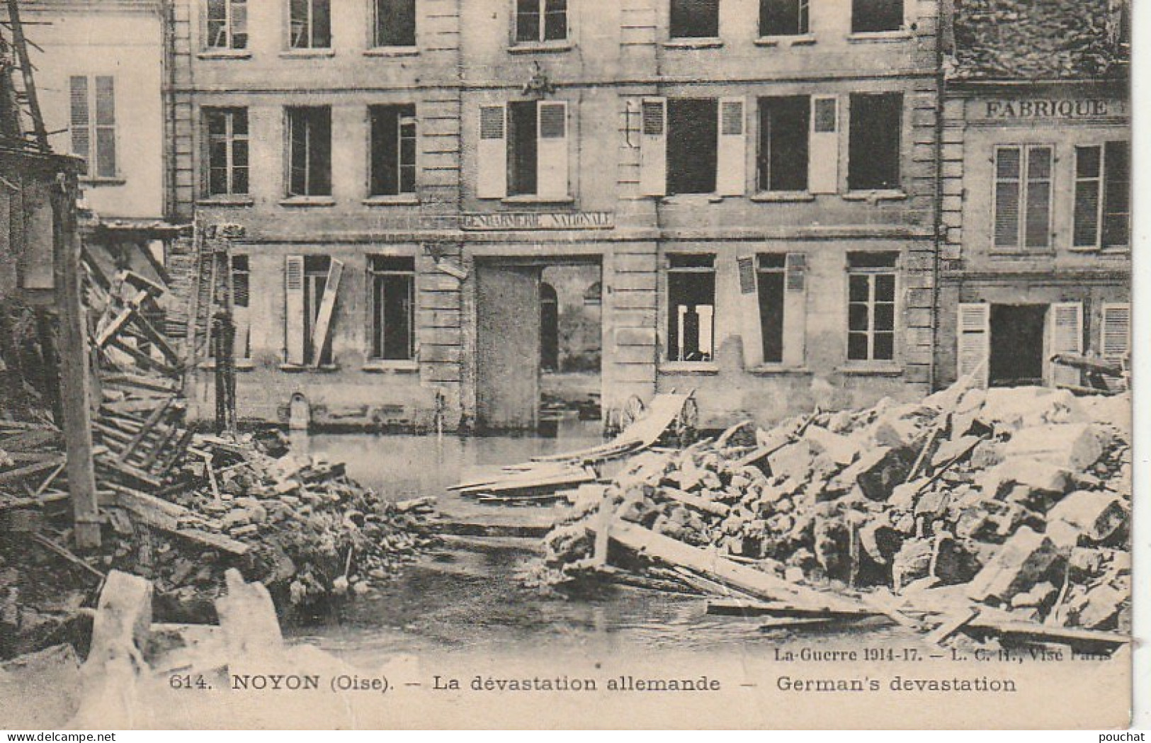 ZY 83-(60) GUERRE 1914 - NOYON - LA DEVASTATION ALLEMANDE - RUINES GENDARMERIE NATIONALE - 2 SCANS - Noyon