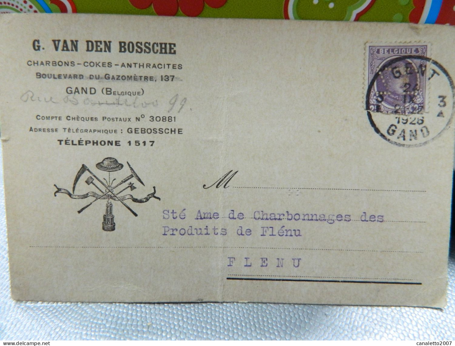 GAND:CARTE A ENTETE DE G.VAN DEN BOSSHE -CHARBON-COKES-ANTHRACITE VERS STE CHARBONNAGE DES PRODUITS FLENU 1928 - Gent