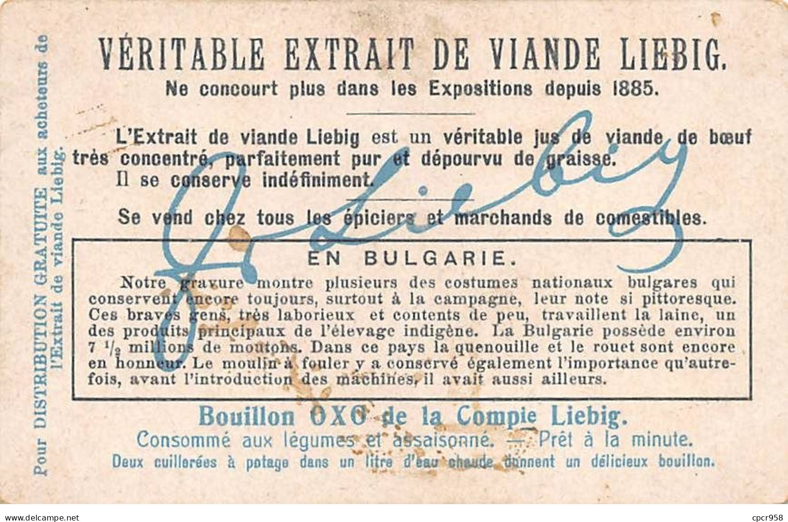 Chromos.AM16148.7x11 Cm Environ.Liebig.En Bulgarie.Femme Travaillant La Laine.Moulin à Fouton - Liebig