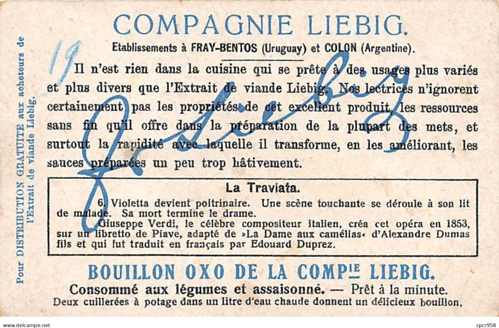 Chromos.AM16144.7x11 Cm Environ.Liebig.Opéra De Verdi.La Traviata.N°6.Acte IV Scène 8 - Liebig