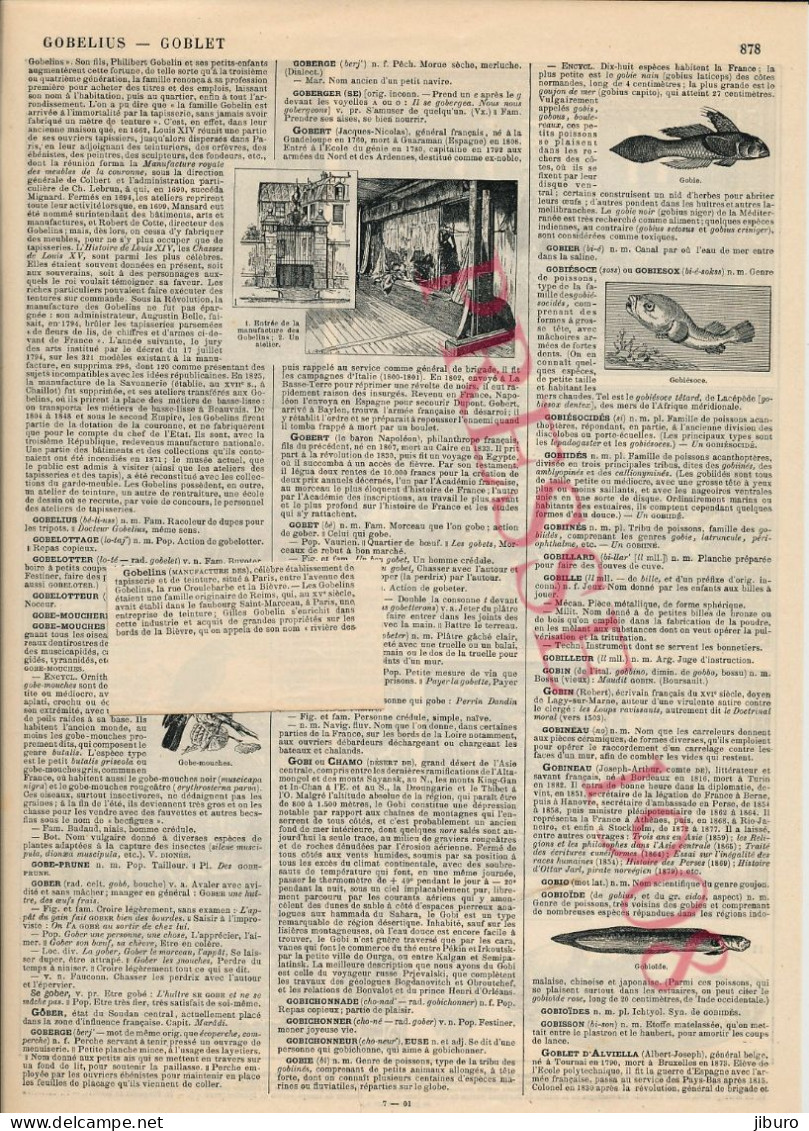 2 Vues Planche 1908 Manufacture Des Gobelins Tapisseries + Entrée + Un Atelier - Sonstige & Ohne Zuordnung