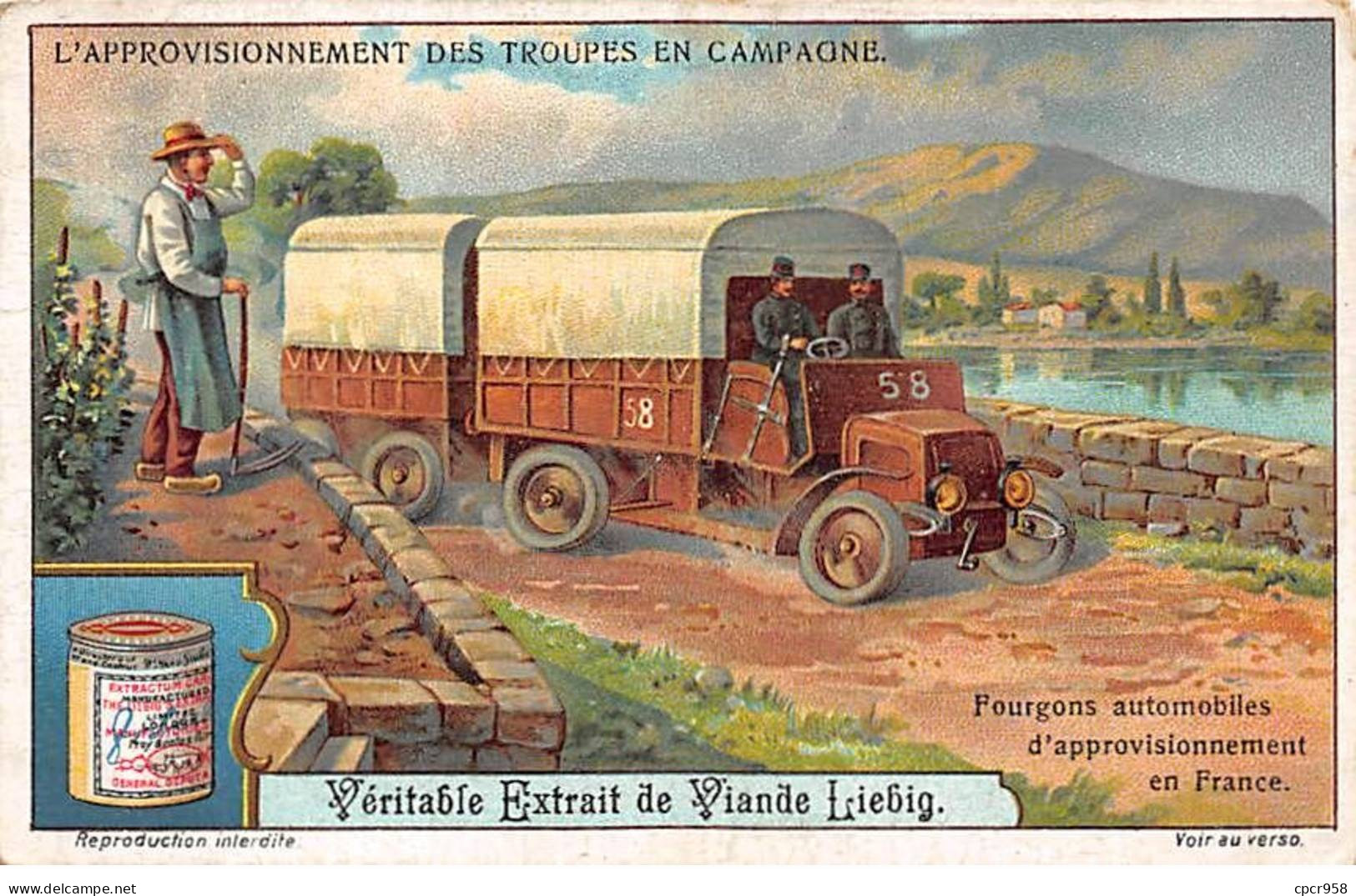 Chromos.AM13107.Liebig.L'approvisionnement Des Troupes En Campagne.Fourgons Automobiles D'approvisionnement En France - Liebig