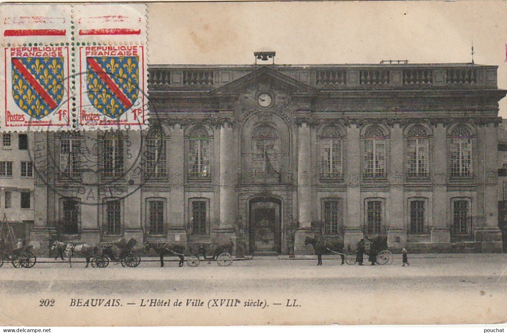ZY 83-(60) BEAUVAIS - L' HOTEL DE VILLE - ANIMATION - TAMPONS CONFEDERATION EUROPEENNE DE L' AGRICULTURE ,PARIS 1955 - Commemorative Postmarks