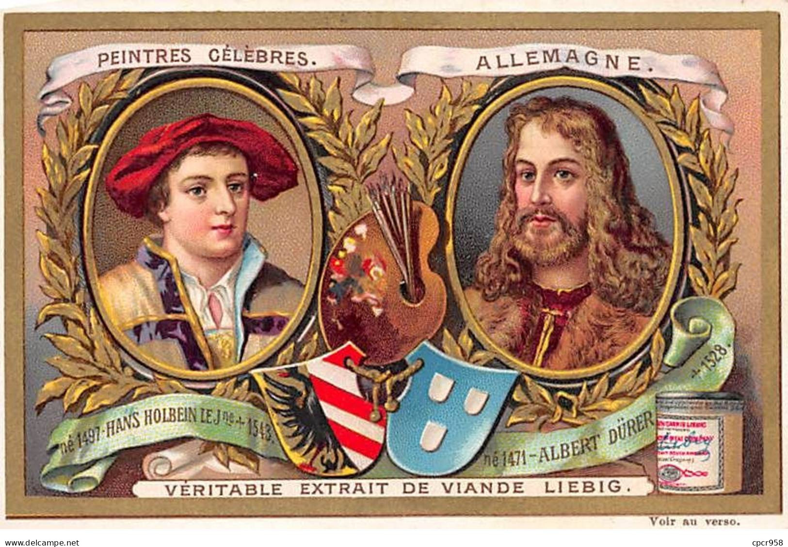 Chromos.AM15134.7x10 Cm Environ.Liebig.Peintres Célèbres.Allemagne.Hans Holbein.Albert Dürer - Liebig
