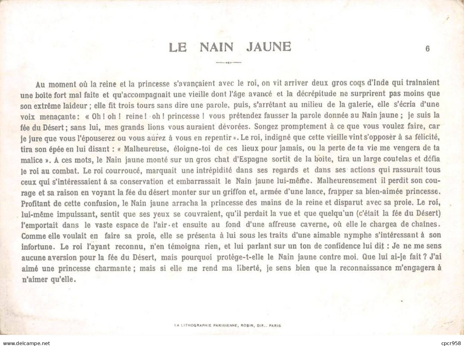 Chromos.AM16762.11x16 Cm Environ.Au Bon Marché.Le Nain Jaune.N°6 - Au Bon Marché