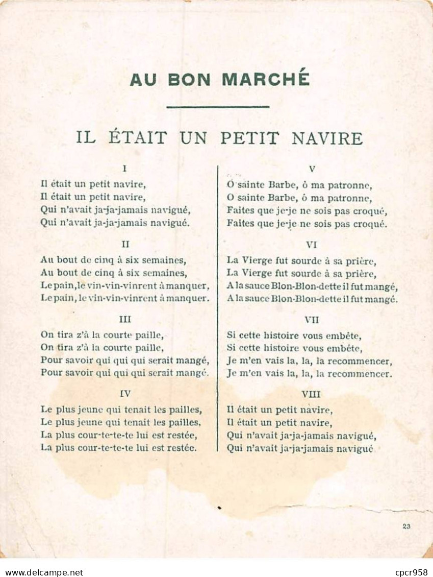 Chromos.AM16698.11x14 Cm Environ.Au Bon Marché.Contine.Il était Un Petit Navire - Au Bon Marché