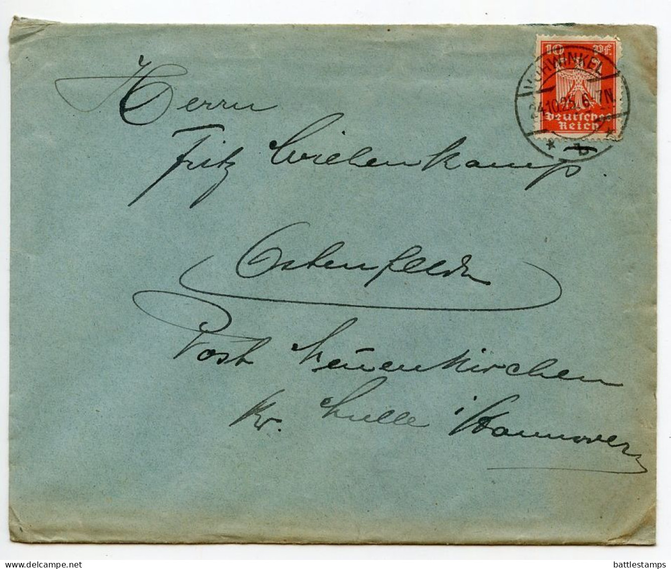 Germany 1925 Cover W/ Letter; Vohwinkel To Ostenfelde; 10pf. German Eagle - Lettres & Documents