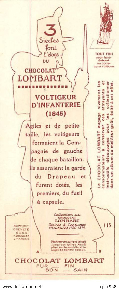 Chromos.AM16635.5x12 Cm Environ.Chocolat.Lombart.N°115.1845.Voltigeur D'infanterie De Ligne - Lombart