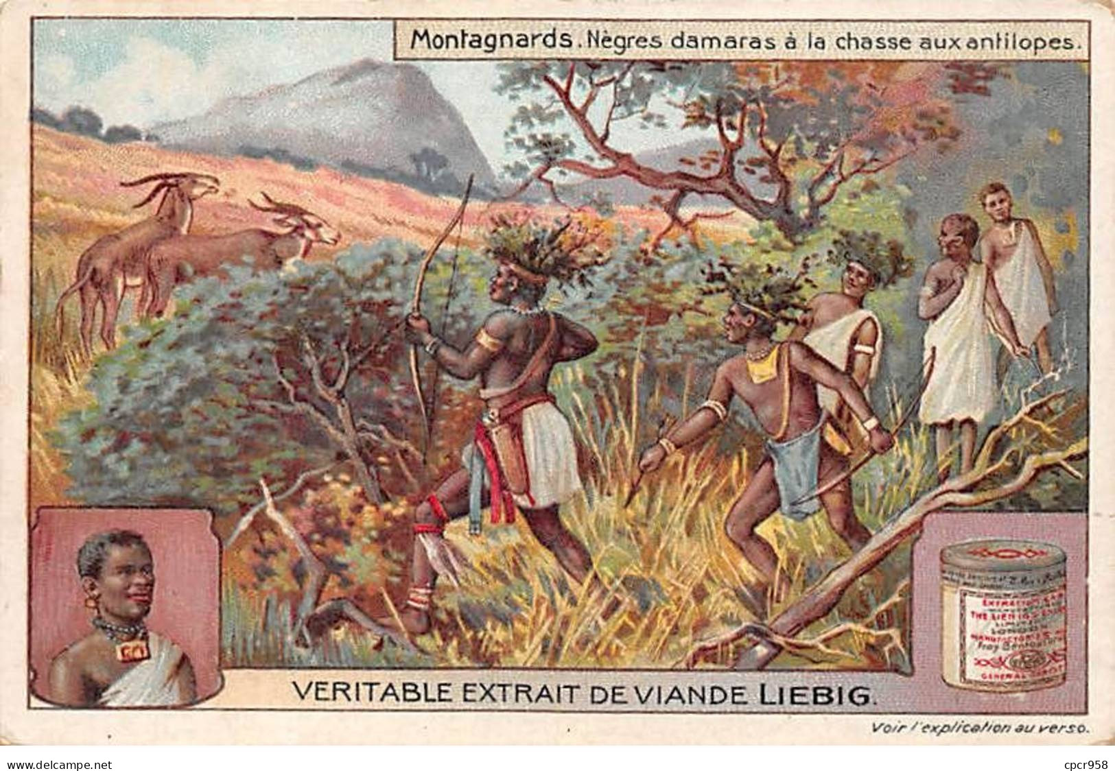 Chromos.AM13329.Liebig.Montagnards.Nègres Damaras à La Chasse Aux Antilopes - Liebig