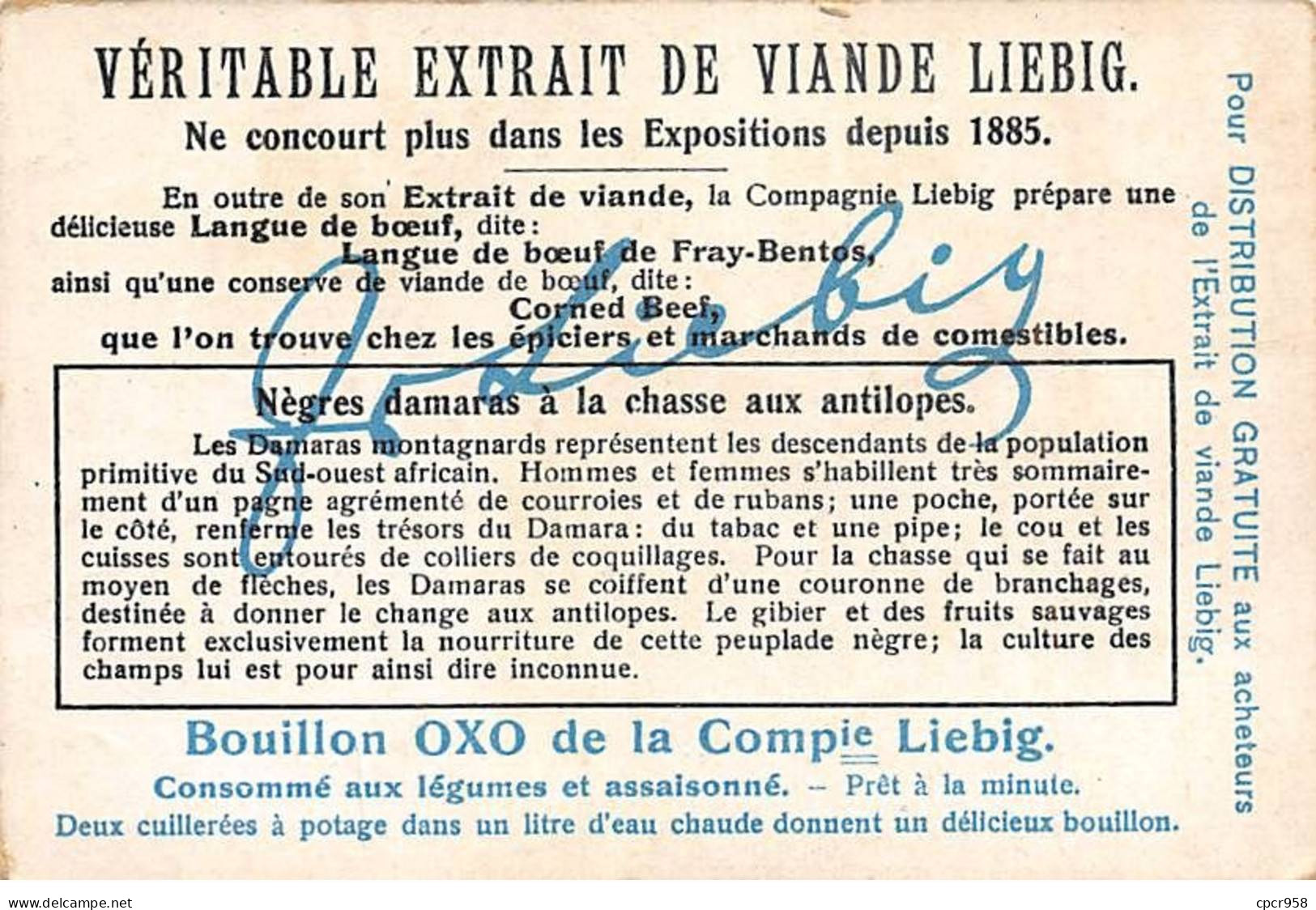 Chromos.AM13329.Liebig.Montagnards.Nègres Damaras à La Chasse Aux Antilopes - Liebig