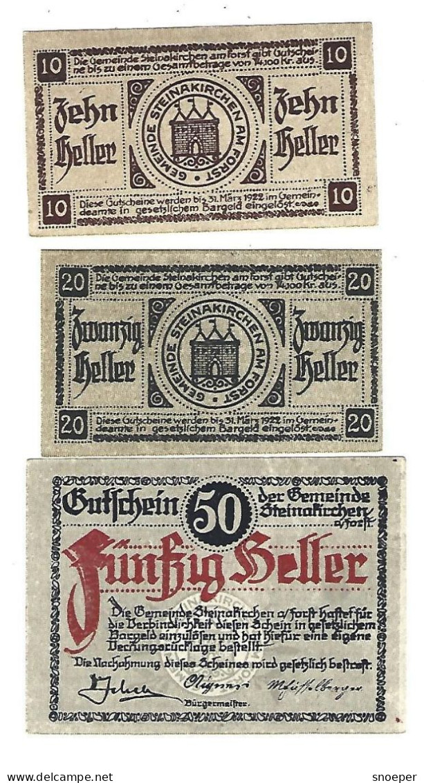 **Austria Notgeld Steinakirchen  Serie Compleet 1017b - Autriche