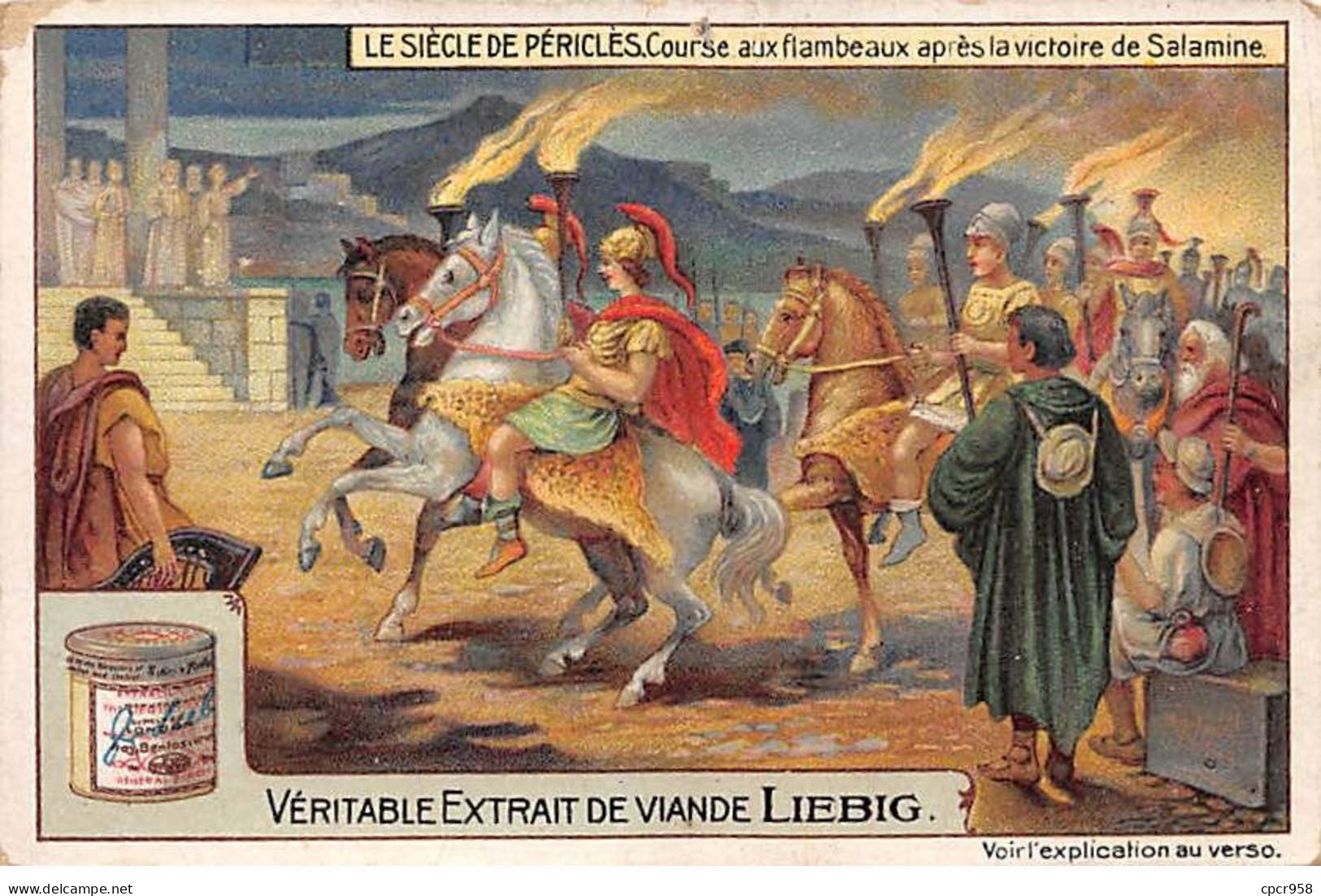 Chromos.AM13283.Liebig.Le Siècle De Périclès.Course Aux Flambeaux Après La Victoire De Salamine - Liebig
