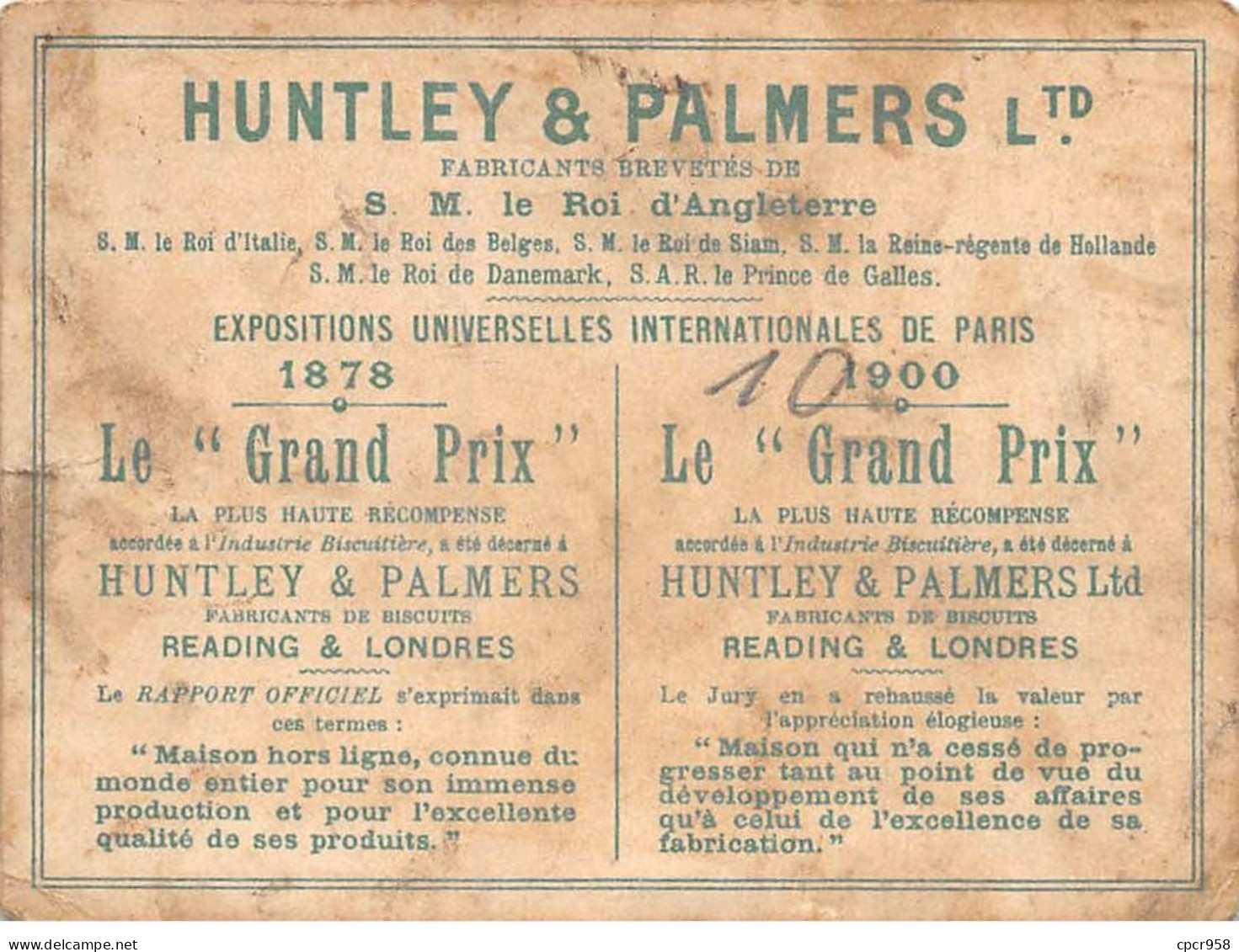 Chromos.AM16553.8x11 Cm Environ.Huntley Et Palmers.Biscuits.Reading Et London - Altri & Non Classificati