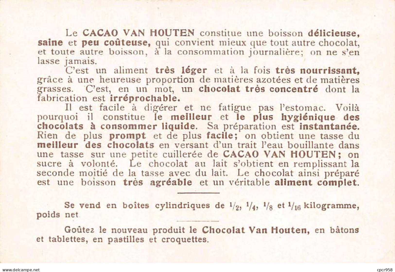 Chromos.AM16465.8x12 Cm Environ.Chocolat.Van Houten.Le Détroit De Gibraltar - Van Houten