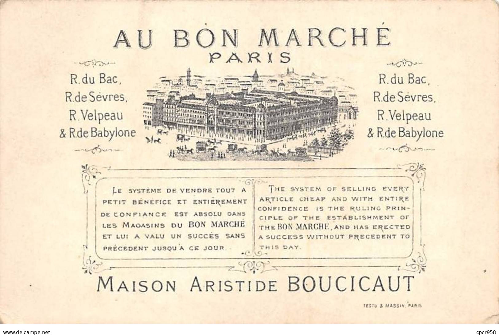 Chromos -COR11143 - Au Bon Marché - Enfants - Badminton - Fond Or   - 8x12cm Env. - Au Bon Marché