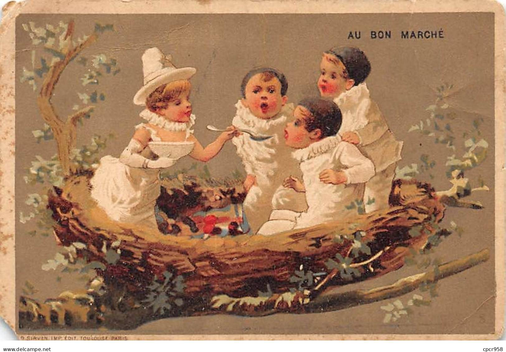 Chromos -COR11108 - Au Bon Marché - Enfants - Nid - Oisillons - Branche - 8x12cm Env. - Au Bon Marché