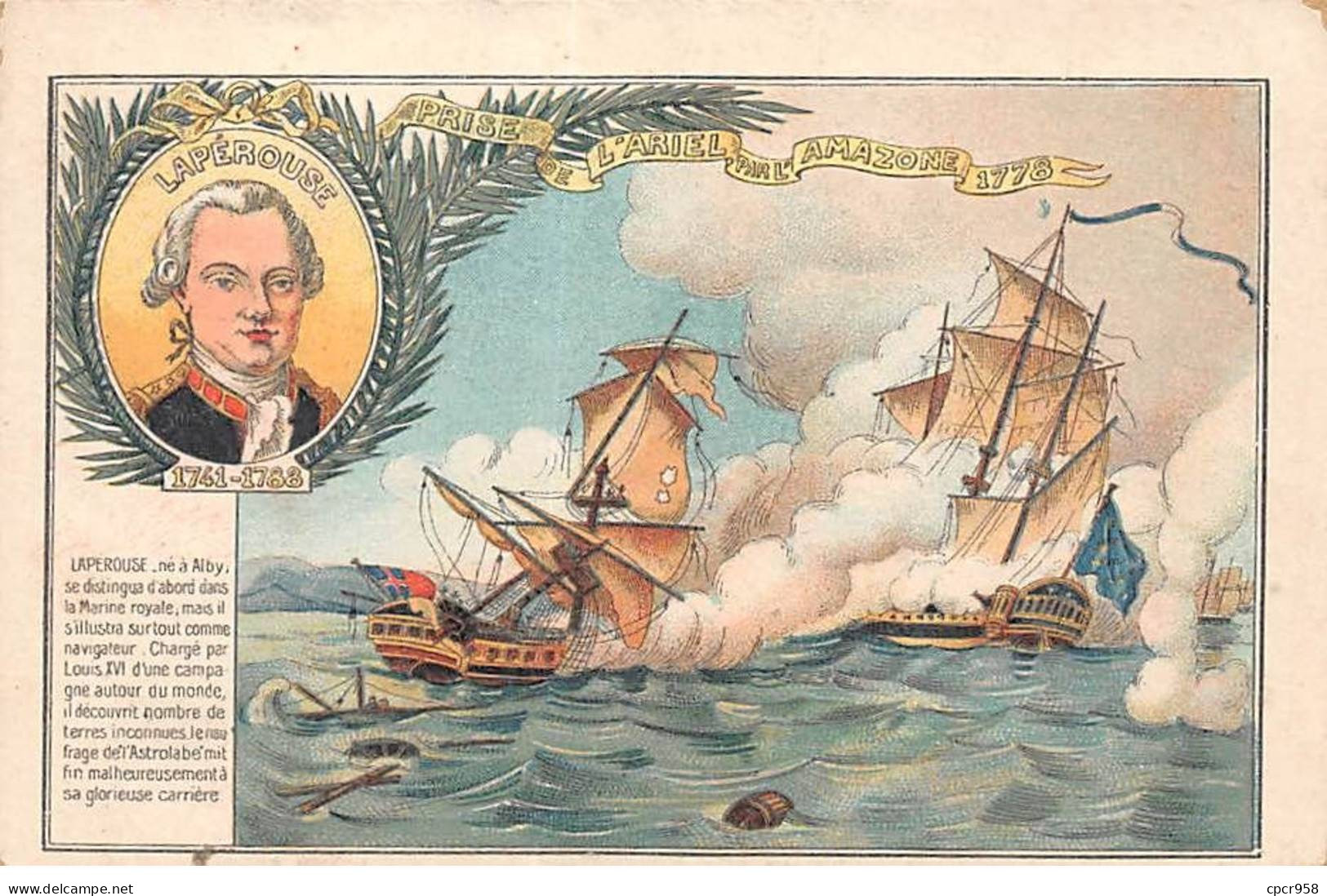 Chromos -COR11085- Chicorée à La Boulangère- Lapérouse- Prise De L'Ariel Par L'Amazone-  Bateaux - 8x12cm Env. - Tea & Coffee Manufacturers