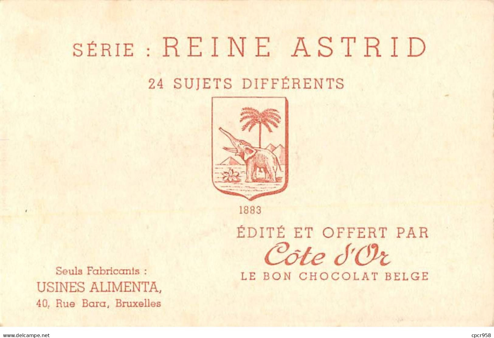 Chromos -COR11070- Chocolat Côte D'or - Reine Astrid - Théâtre Molière- Représentation De Bienfaisance - 8x12cm Env. - Côte D'Or